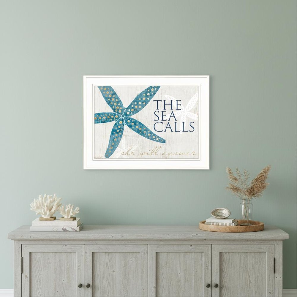 The Sea Calls 1 White Framed Print Wall Art