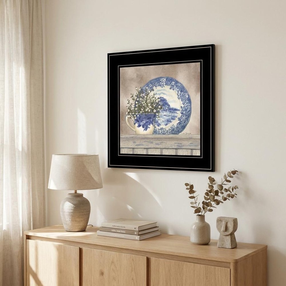 Farmhouse Blues II 3 Black Framed Print Wall Art