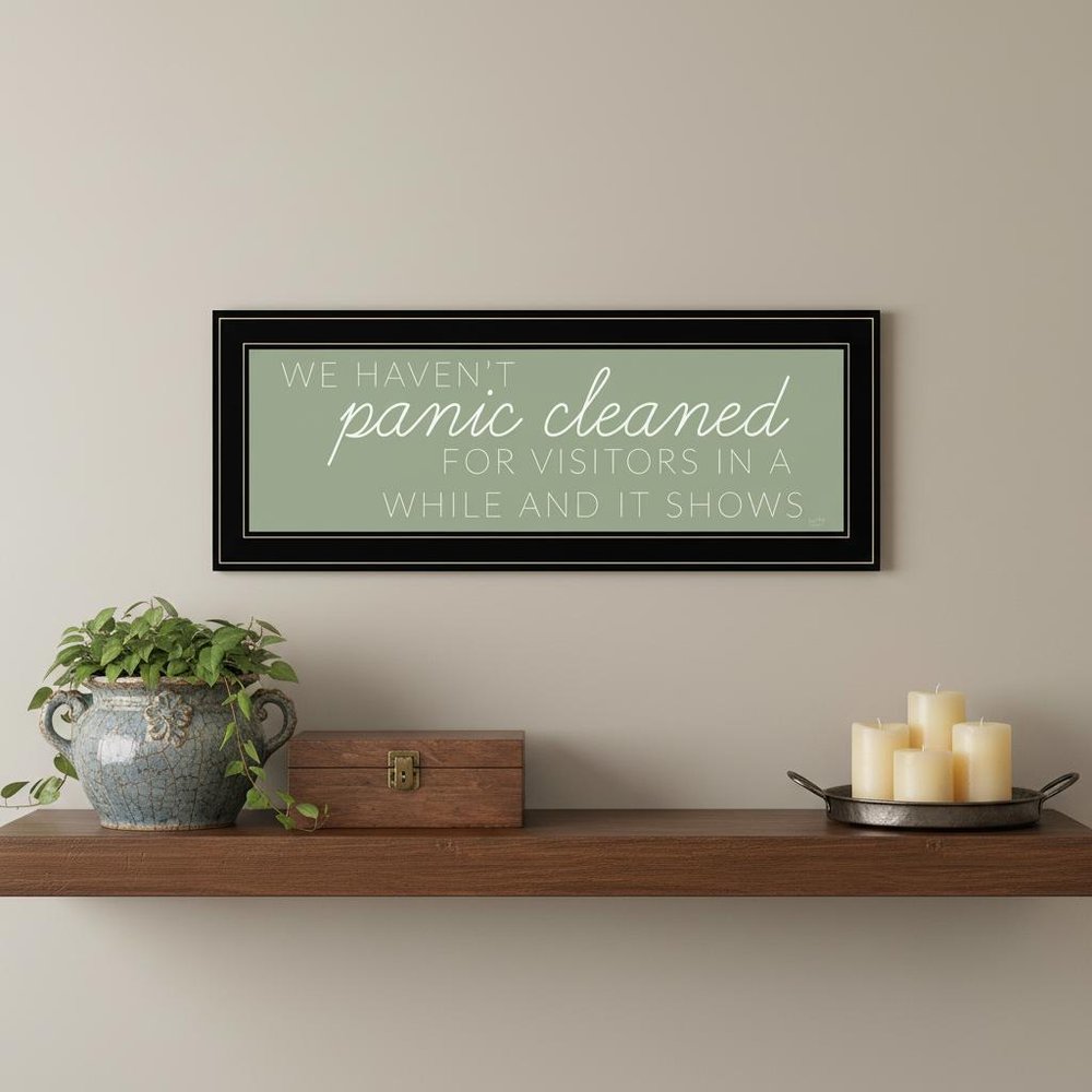 Panic Cleaned 1 White Framed Print Wall Art