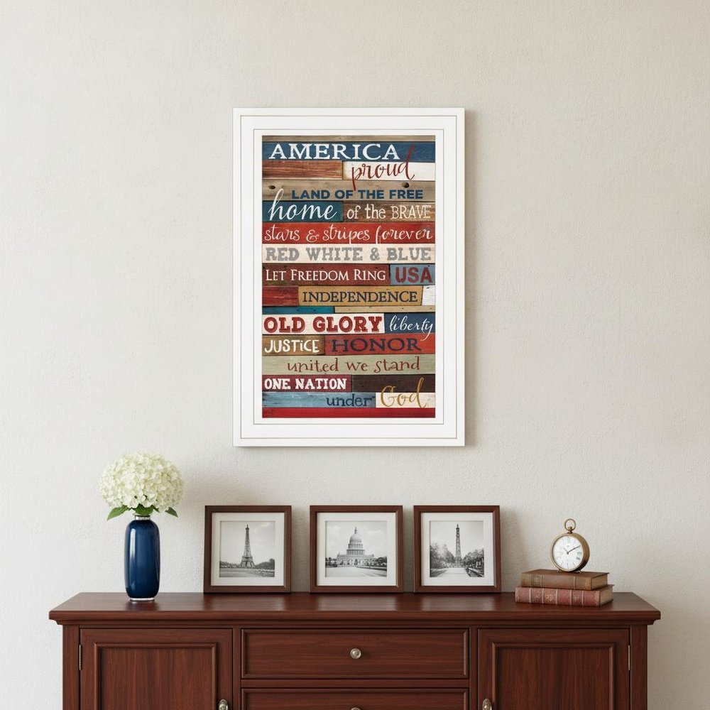 America Proud 2 White Framed Print Wall Art