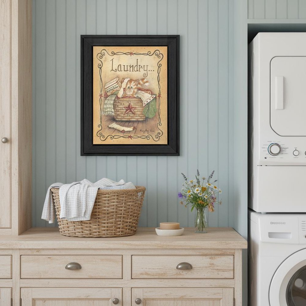 Laundry 1 Black Picture Frame Print Bathroom Wall Art