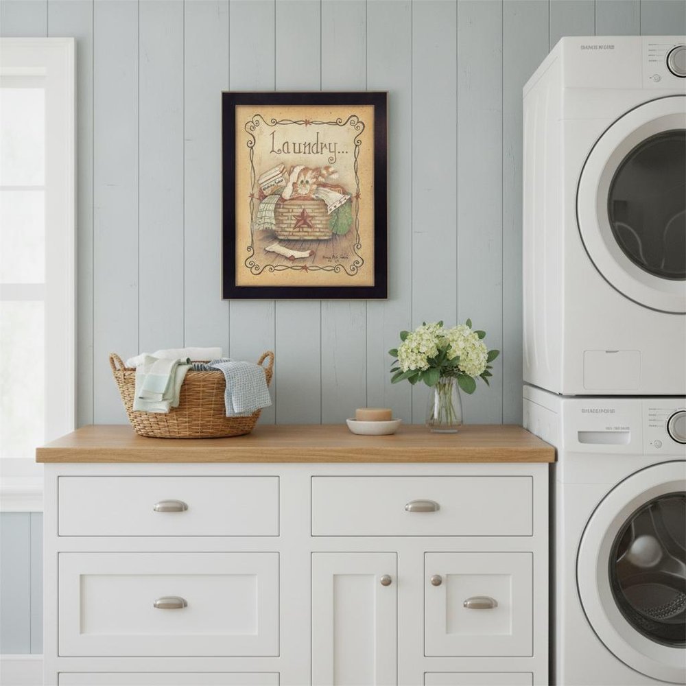 Laundry 2 Black Framed Print Bathroom Wall Art