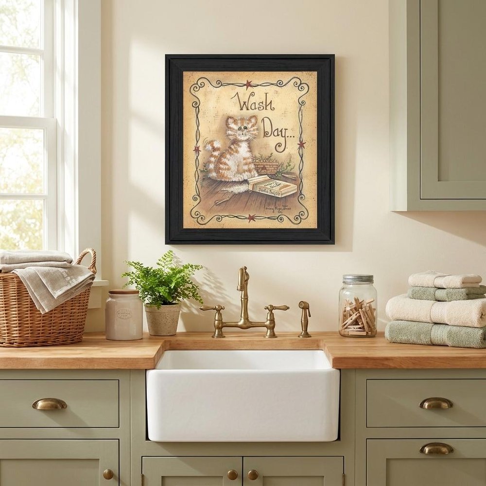 Wash Day 2 Black Framed Print Laundry Wall Art