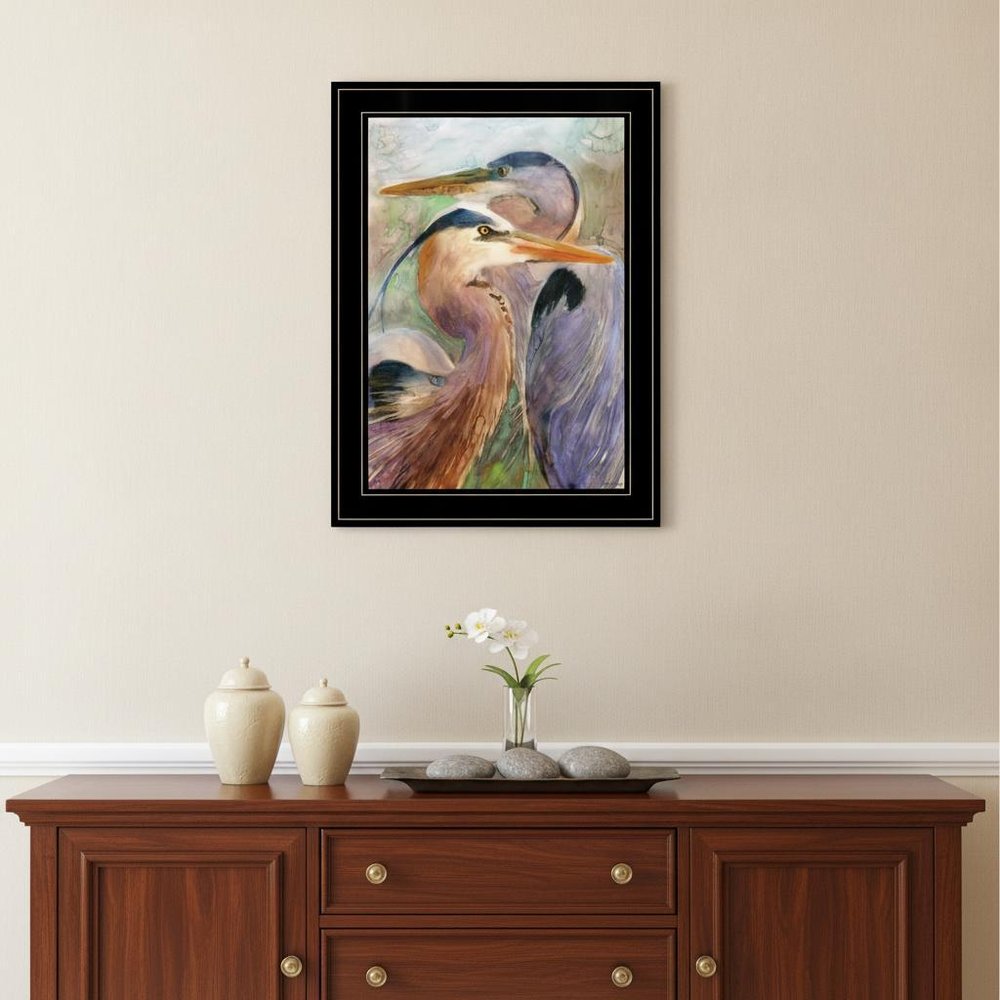 Blue Heron Duet 2 Black Framed Print Wall Art