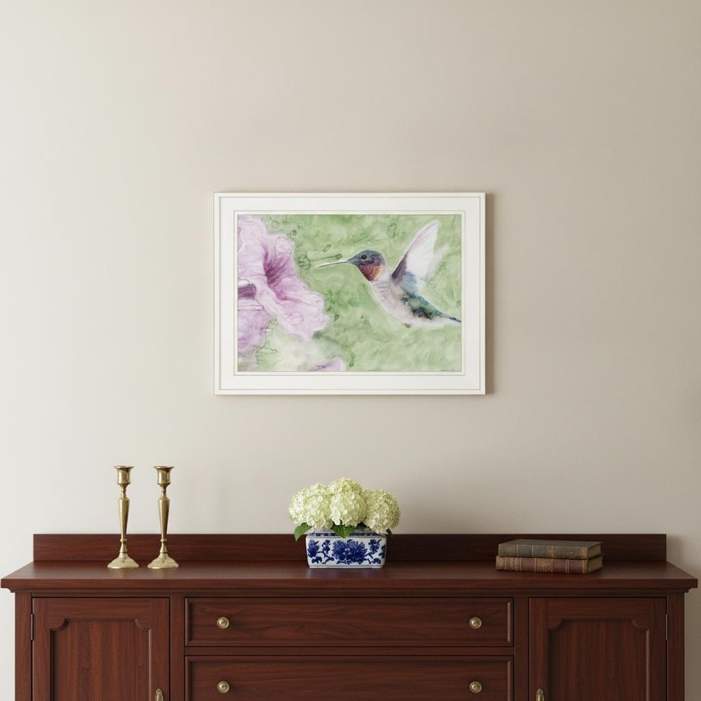 Humming Bird 2 White Framed Print Wall Art
