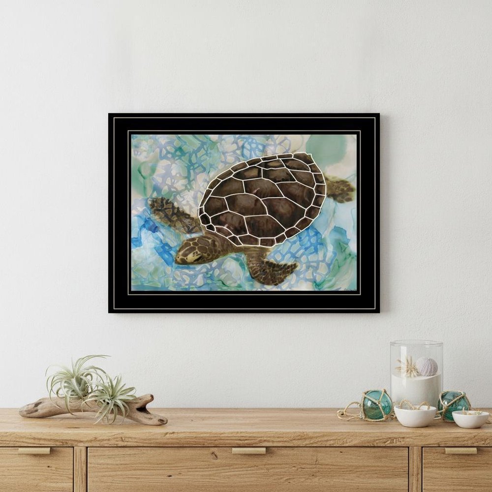 Sea Turtles Collage II 2 Black Framed Print Wall Art