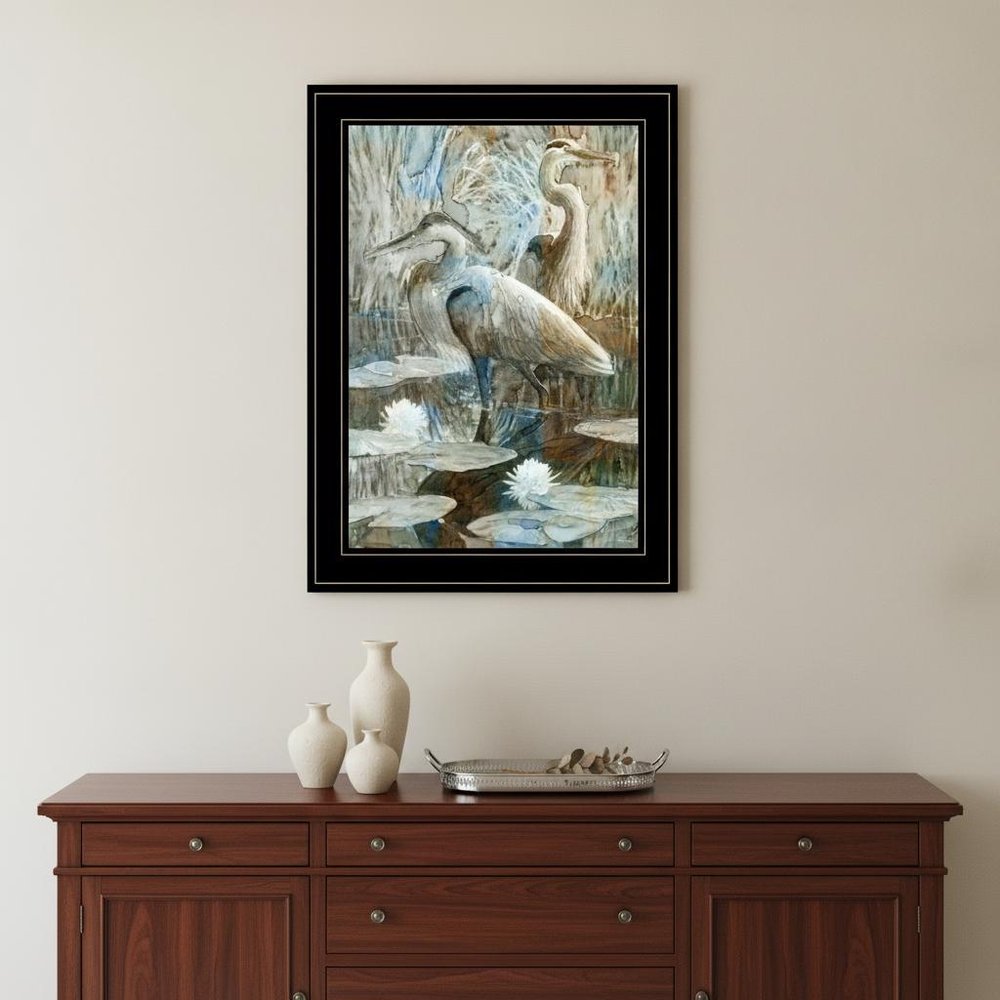 Marsh Herons II 2 Black Framed Print Wall Art