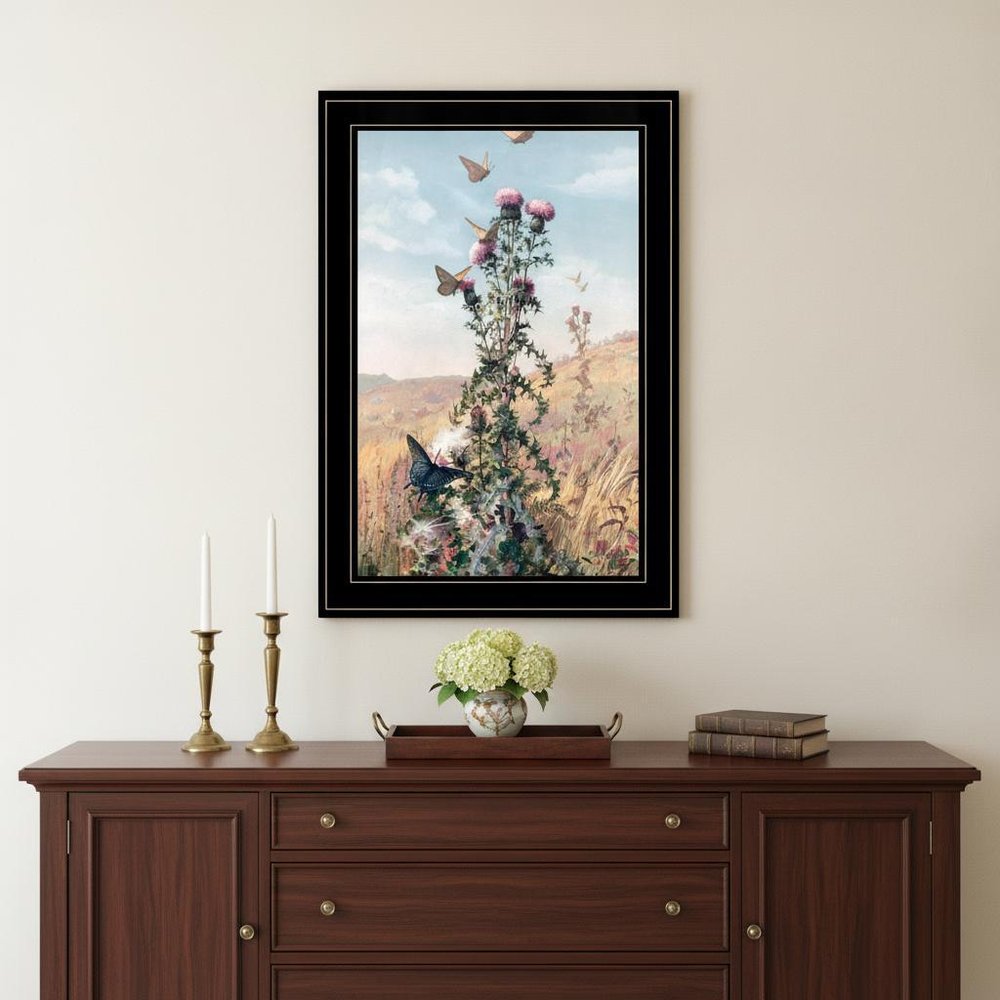 Meadow Butterflies 2 Black Framed Print Wall Art