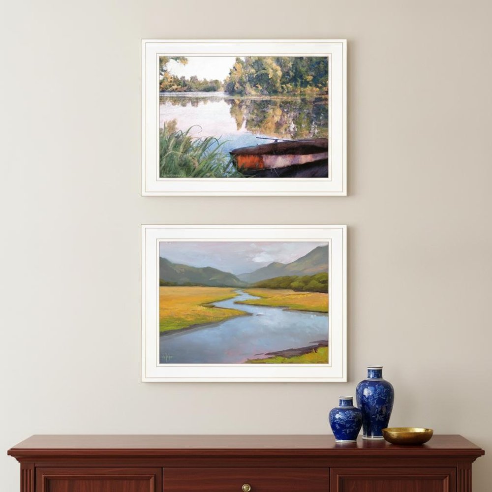 Set Of Two Serene Water 1 White Framed Print Wall Art