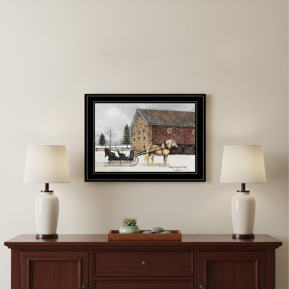 Set Of Two Sleigh Bells Ringing White Framed Print Wall Art