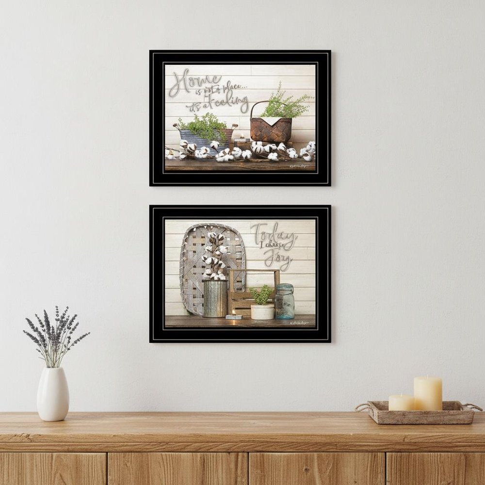 Set Of Two Choose Joy Black Framed Print Wall Art