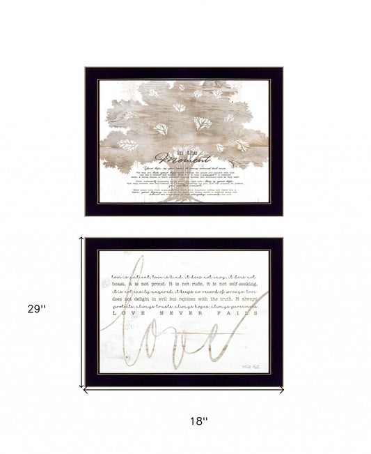 Set Of Two Love or In the Moment 2 Black Framed Print Wall Art