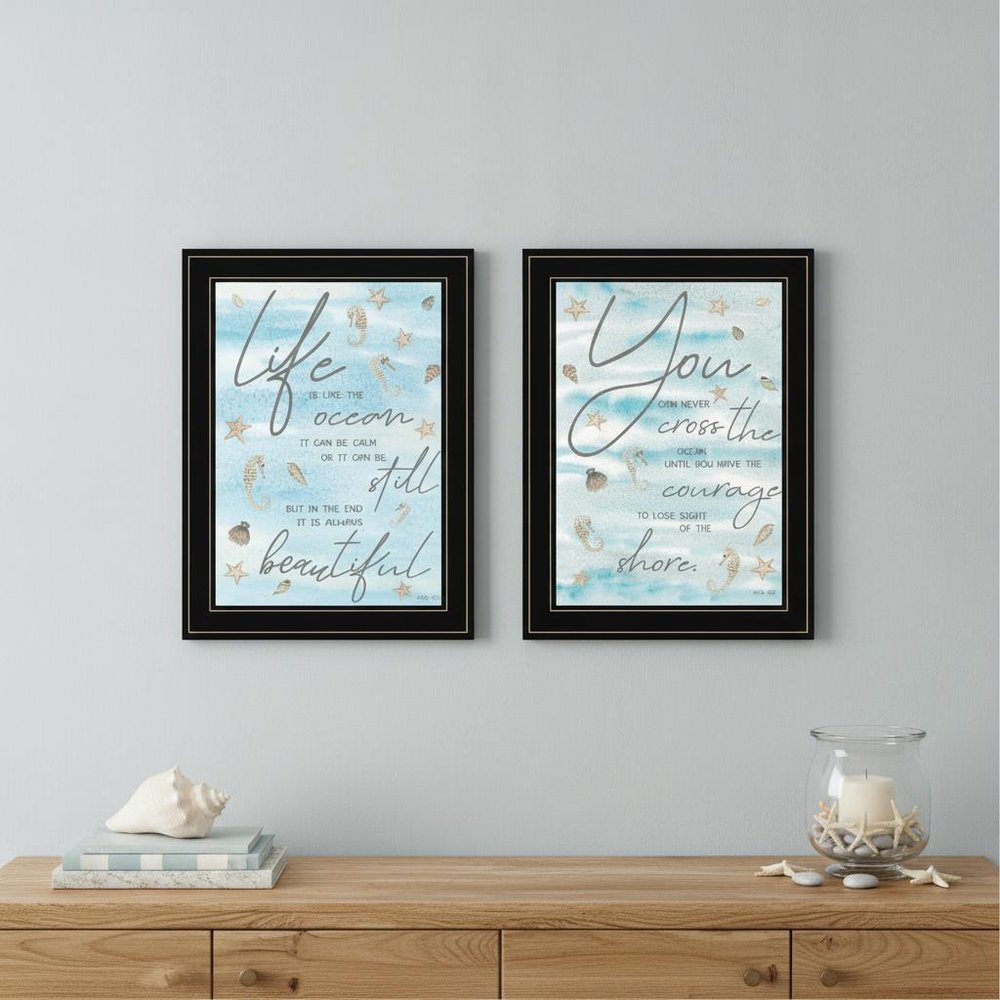 Set Of Two Life Is Black Framed Print Wall Art