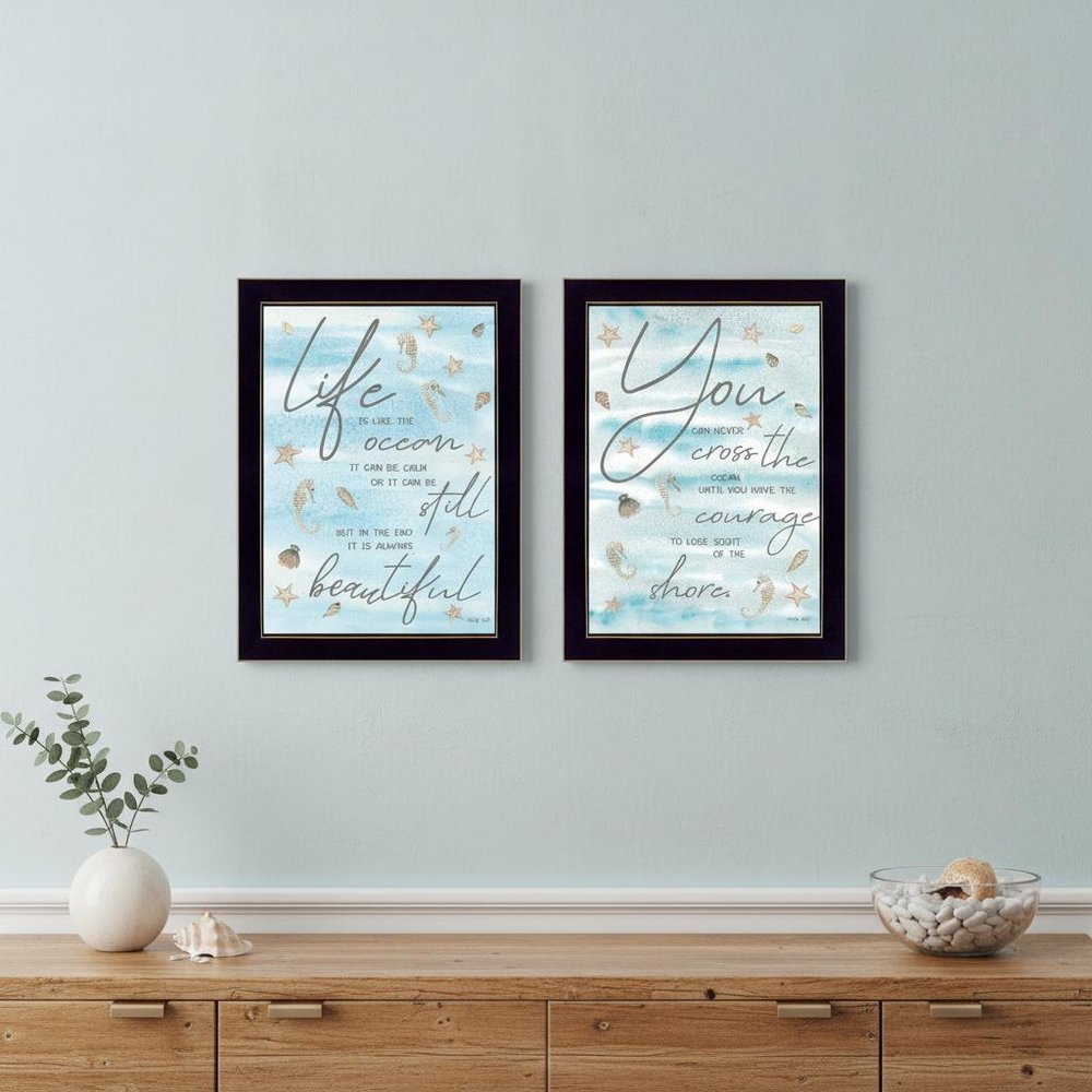 Set Of Two Life Is White Framed Print Wall Art