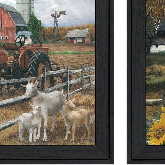 Set Of Two Farm Life Black Framed Print Wall Art