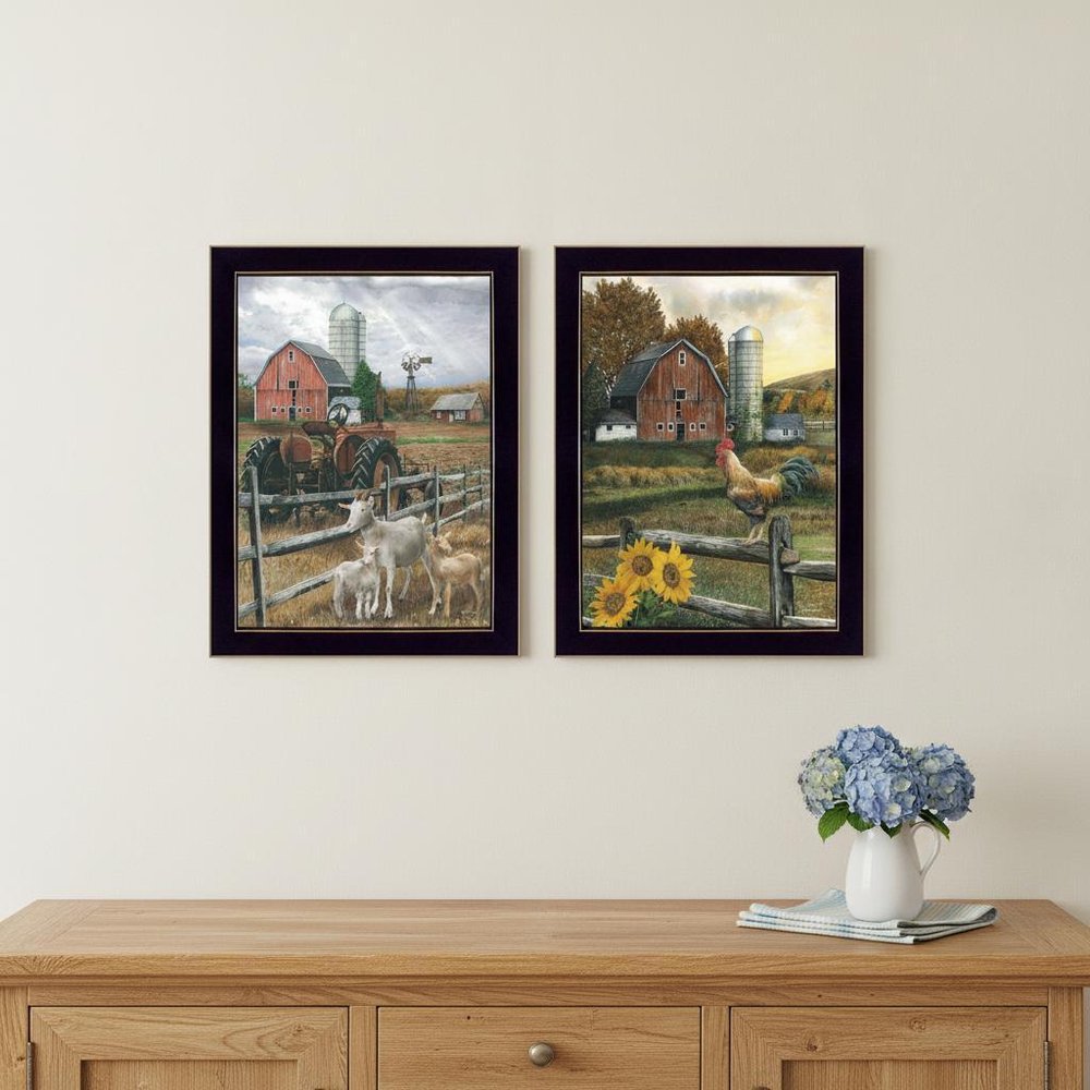 Set Of Two Farm Life Black Framed Print Wall Art