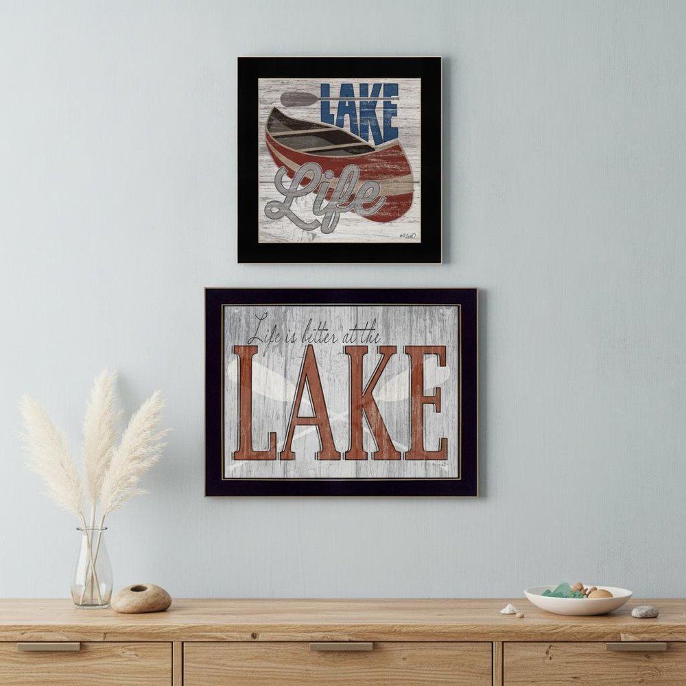 Set Of Two Lake Life is Better 2 Black Framed Print Wall Art