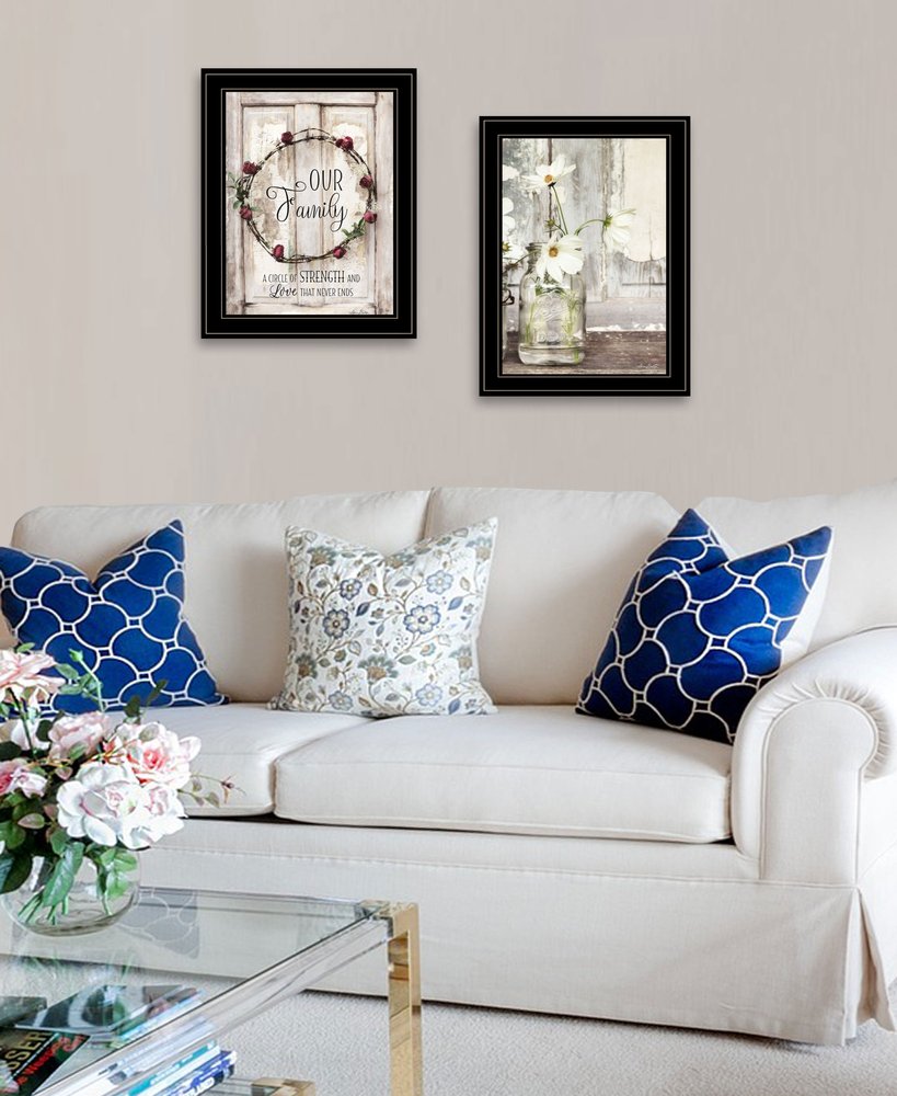 Set Of Two Our Family Blossoms 1 White Framed Print Wall Art