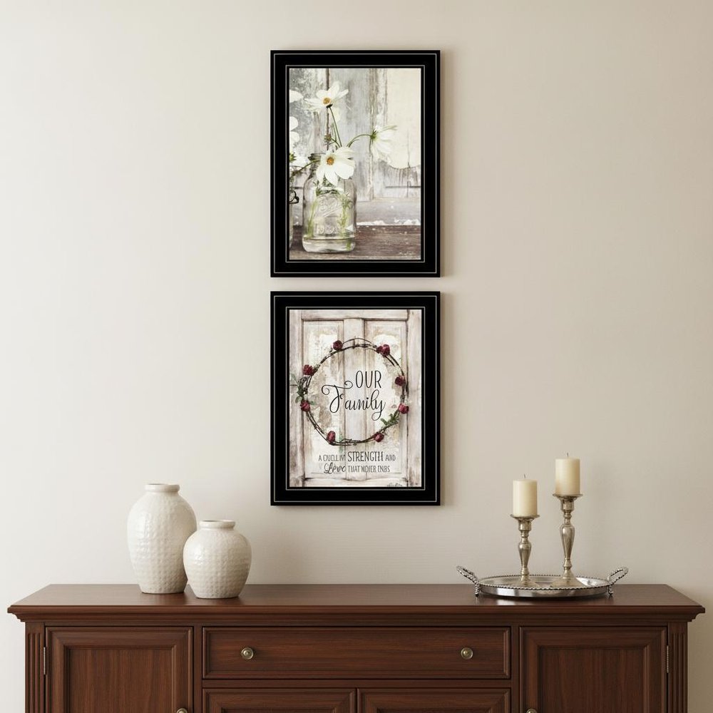 Set Of Two Our Family Blossoms 1 White Framed Print Wall Art