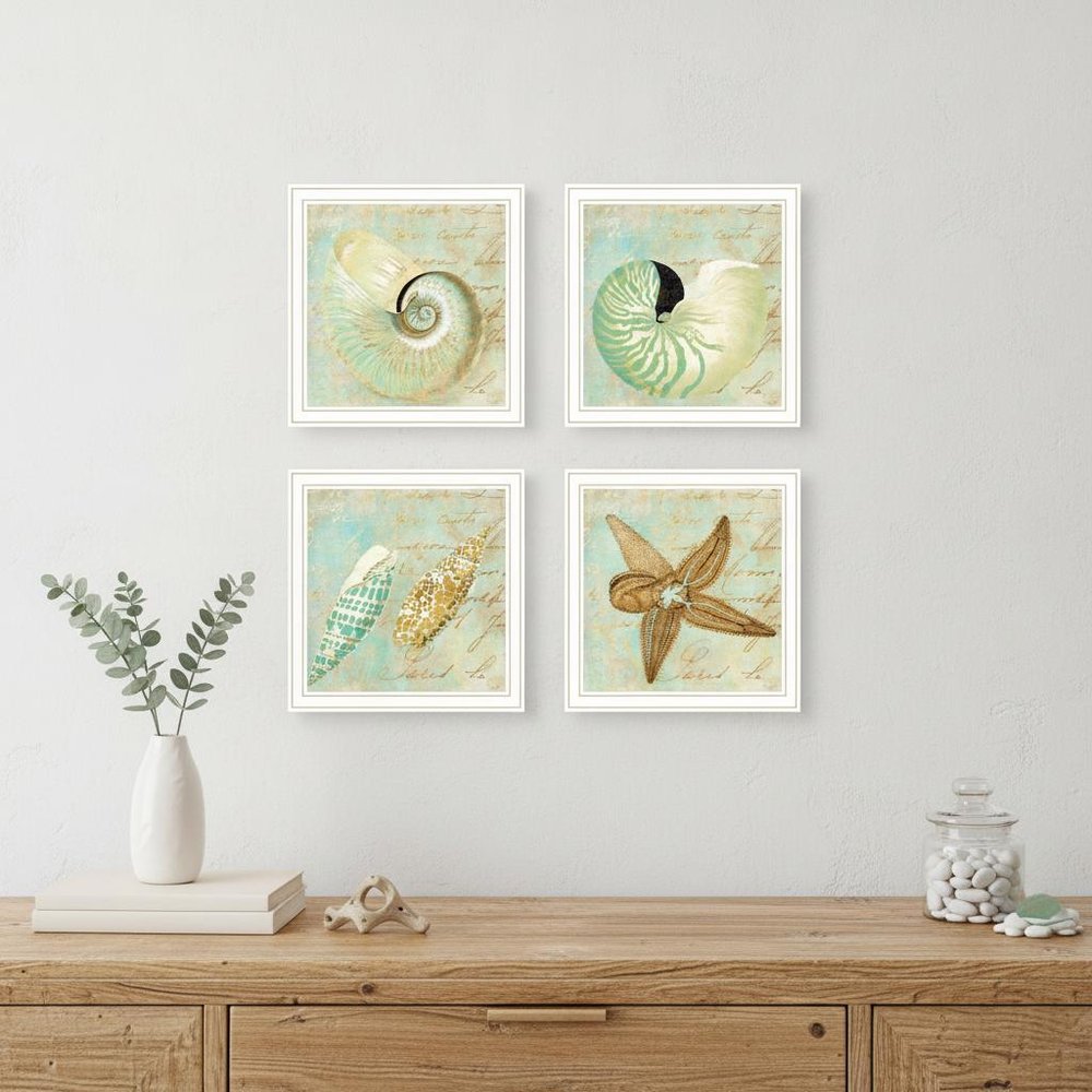 Set Of Four Ocean 2 White Framed Print Wall Art