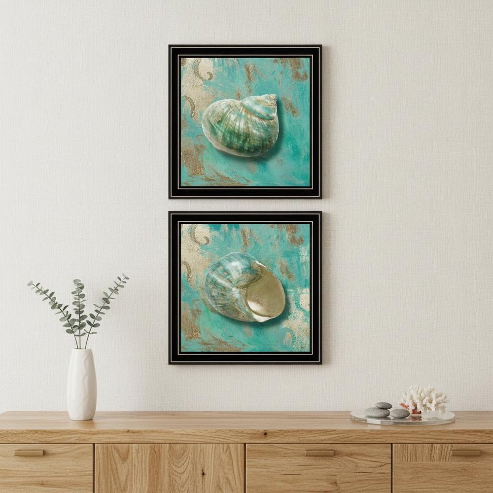 Set Of Two Azurica I and Sea II 1 Black Framed Print Wall Art