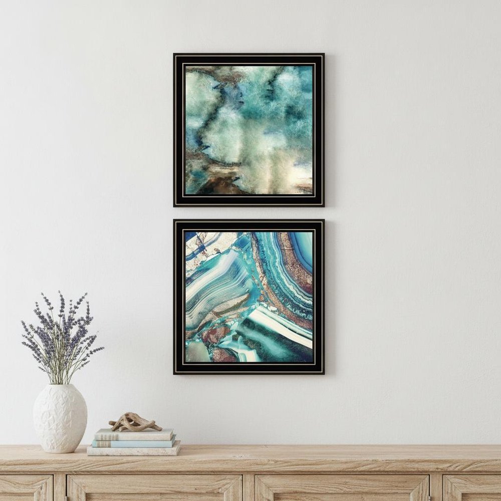 Set Of Two Earth tones I and Sea II 1 Black Framed Print Wall Art