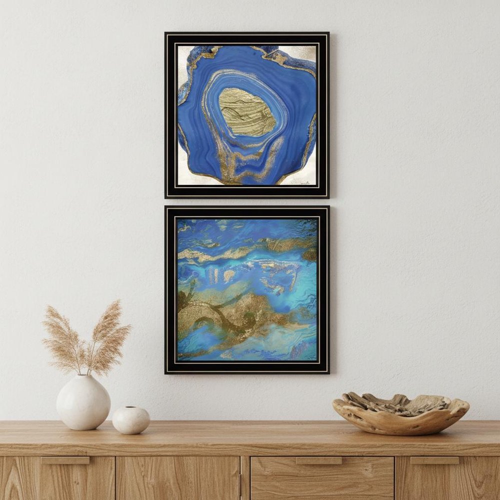 Set Of Two Perisse Cobalt 1 Black Framed Print Wall Art