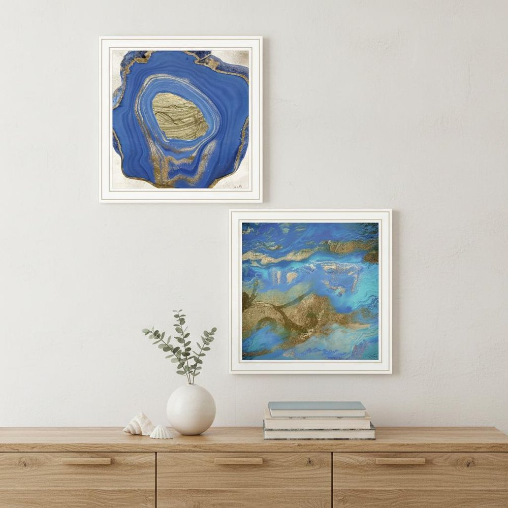 Set Of Two Perisse Cobalt 2 White Framed Print Wall Art