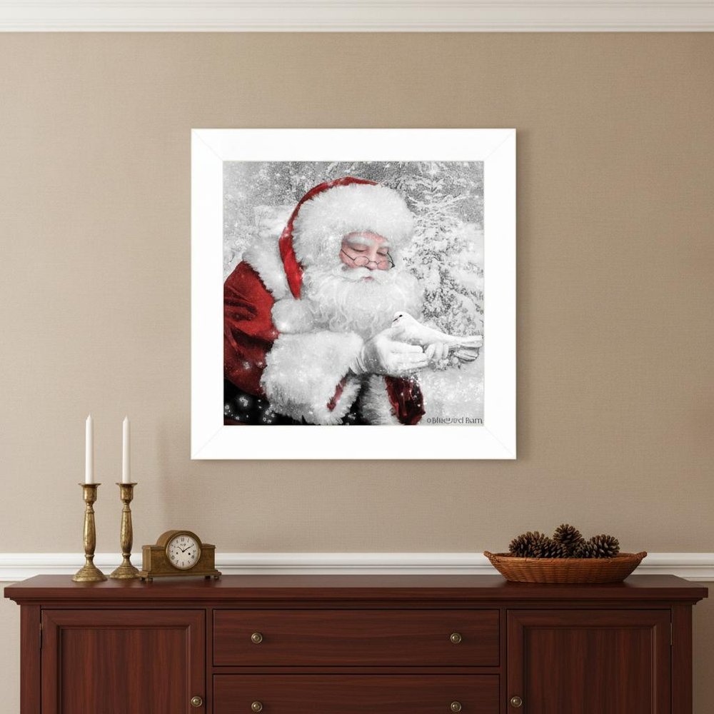 Santas Little Friends 2 White Framed Print Wall Art