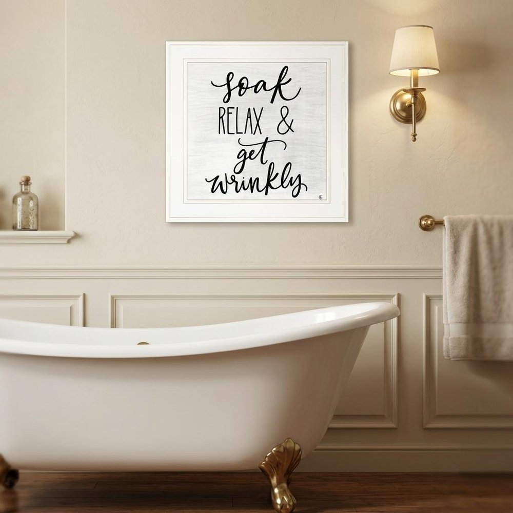 Lets Get Wrinkly 1 White Framed Print Bathroom Wall Art