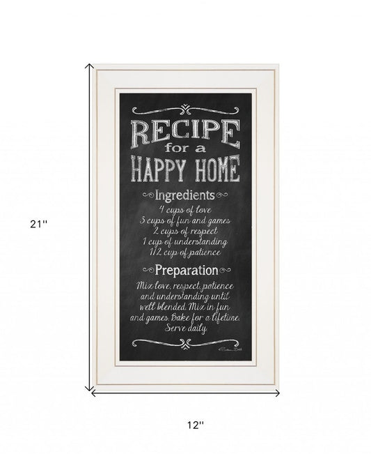 Recipe for a Happy Home 1 White Framed Print Wall Art