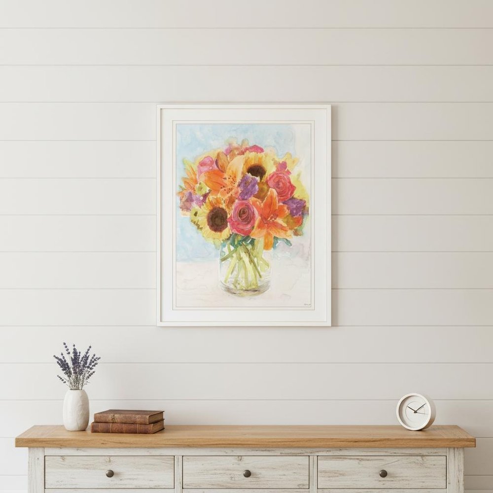 Vases with Flowers 1 White Framed Print Wall Art