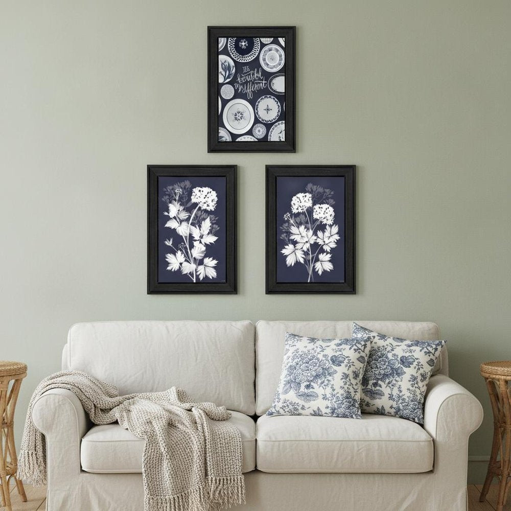 Set Of Three Its Beautiful to Be Different Black Framed Print Wall Art