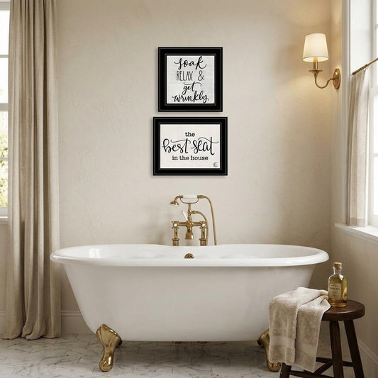 Set Of Two The Best Seat in the House 2 Black Framed Print Bathroom Wall Art