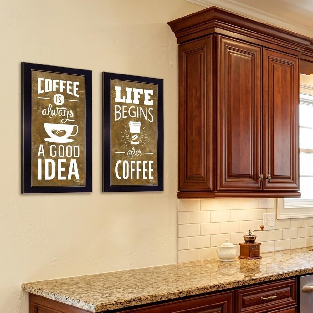 Set Of Two Life Begins and Ends With Coffee White Framed Print Wall Art
