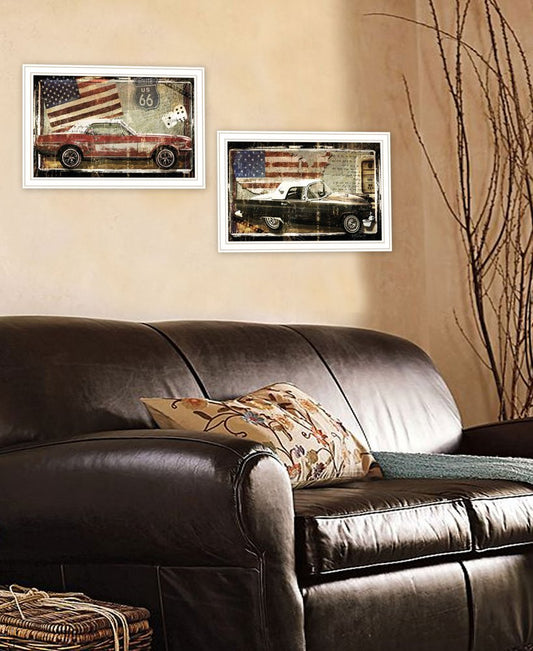 Set Of Two Vintage Classics 2 White Framed Print Wall Art