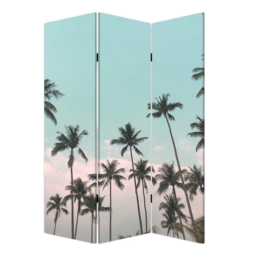 Tropical Palm Trees Room Three Panel Divider Screen