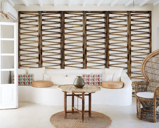 72" Brown Folding Three Panel Screen Room Divider