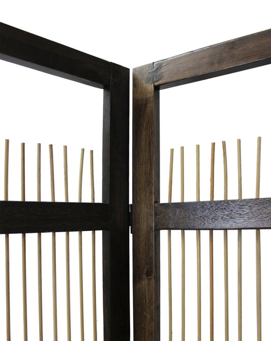 72" Brown Folding Three Panel Screen Room Divider
