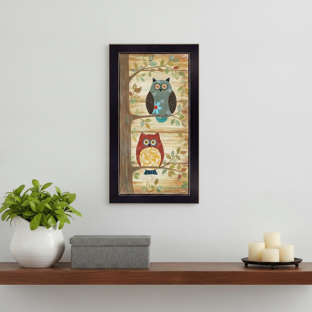 Two Wise Owls Black Framed Print Wall Art