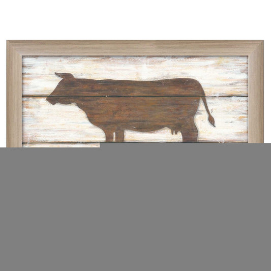 Farmhouse Cow Brown Framed Print Wall Art