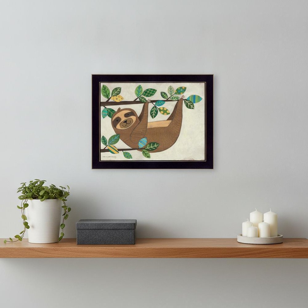 Hanging Sloth I 1 Black Framed Print Wall Art