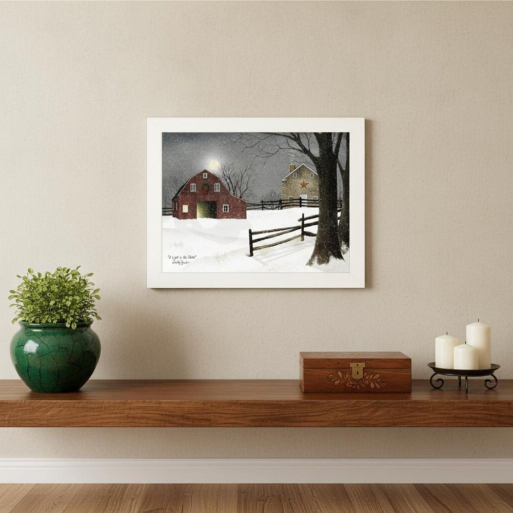 Light in the Stable 1 White Framed Print Wall Art