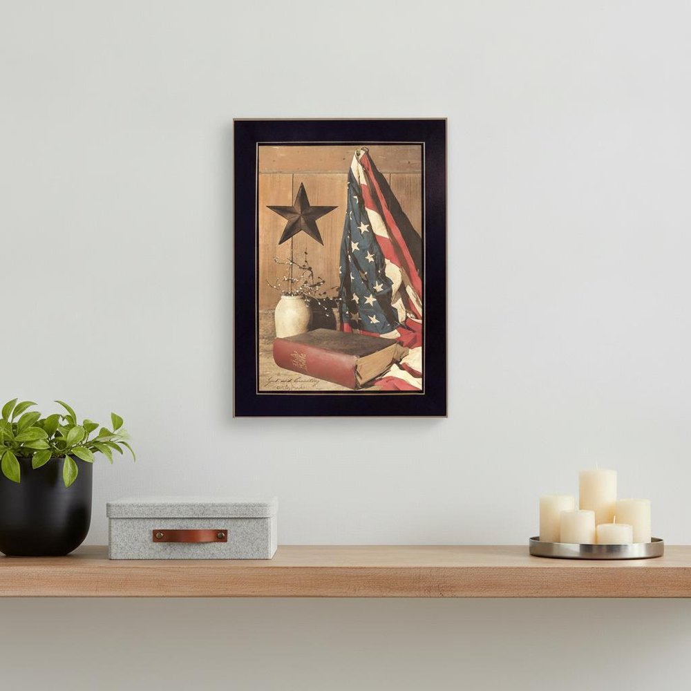 God and Country Black Framed Print Wall Art
