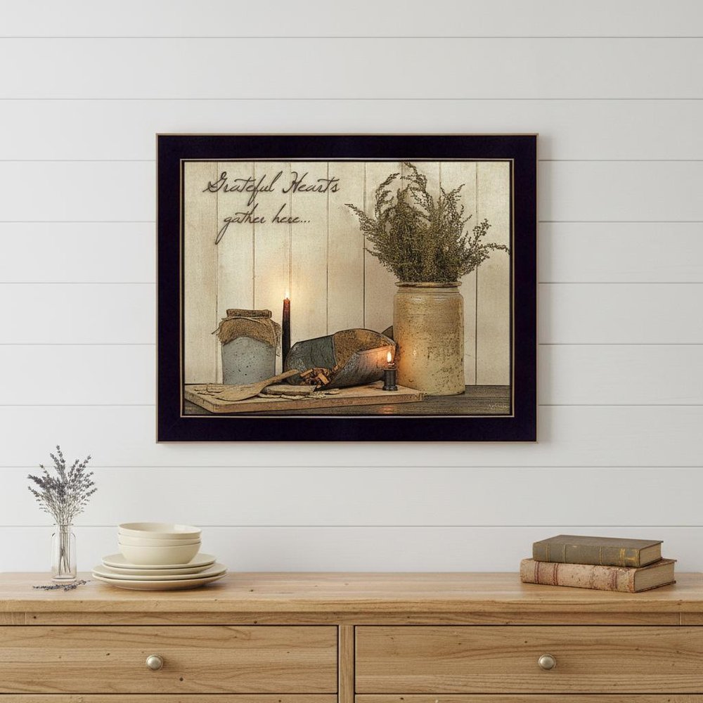 Grateful Hearts 3 Black Framed Print Wall Art