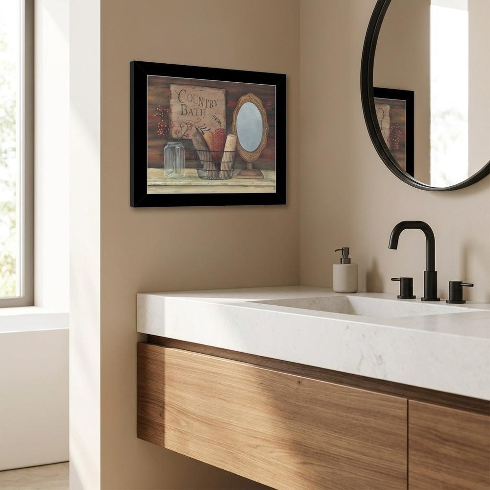 Country Bath 7 Black Framed Print Bathroom Wall Art