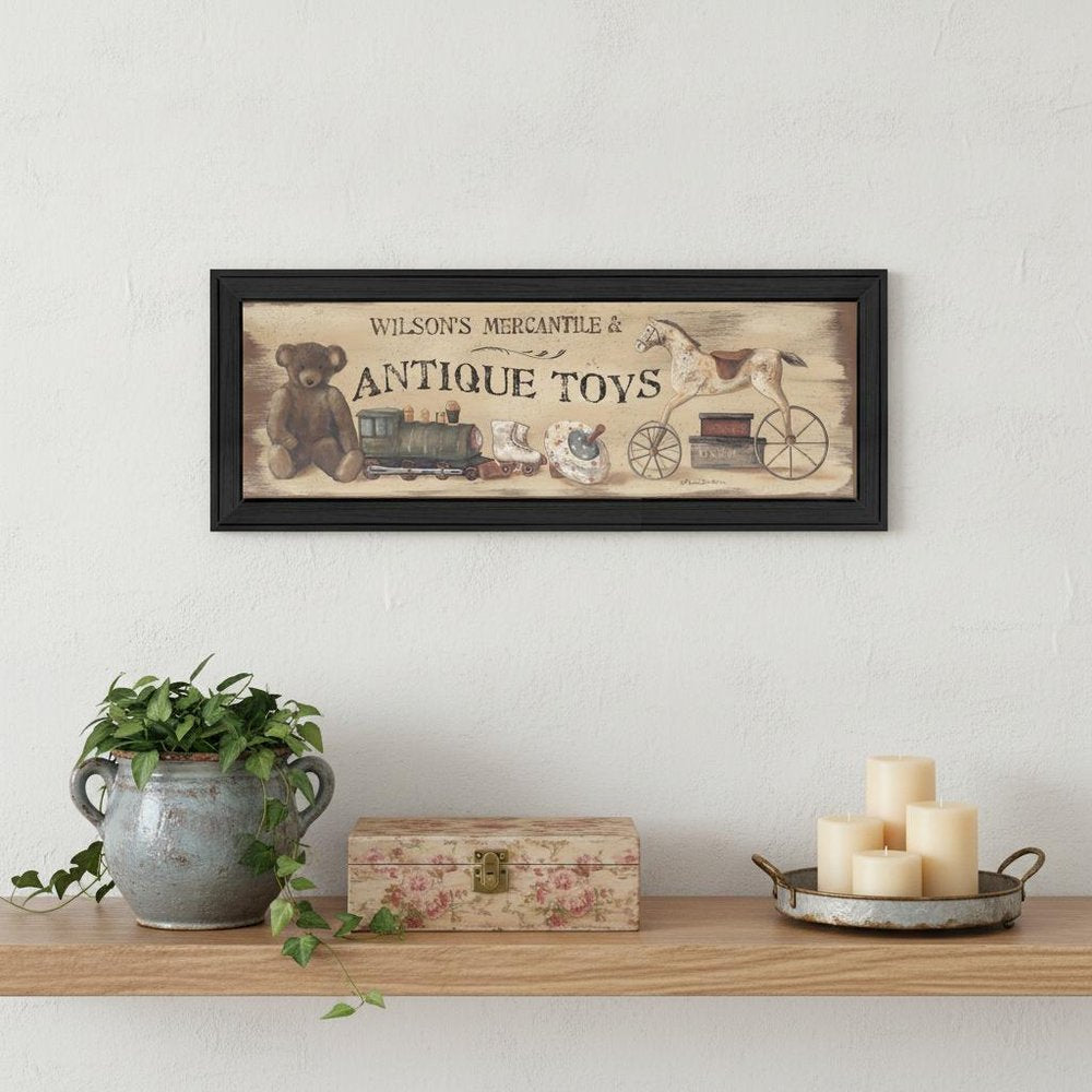Antique Toys Black Framed Print Wall Art