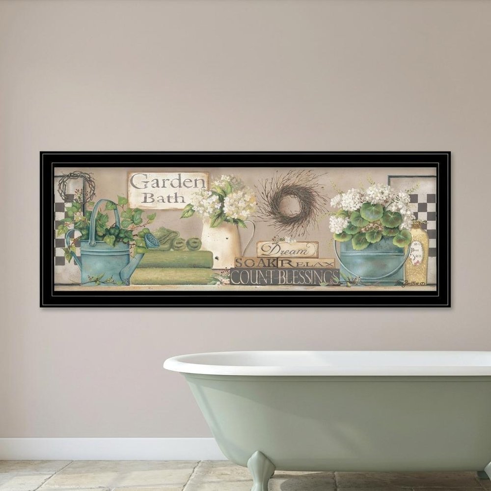 Garden Bath 2 Black Framed Print Bathroom Wall Art