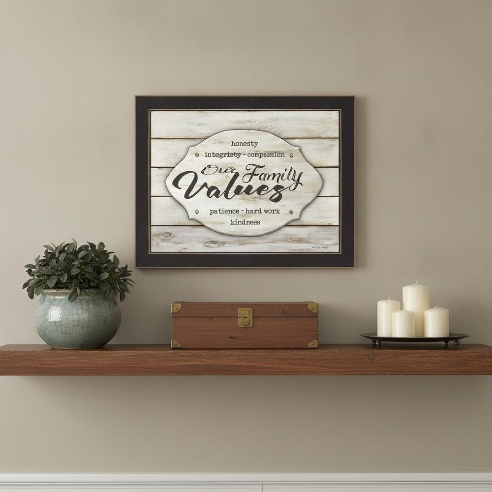 Our Family Values 1 Black Framed Print Wall Art