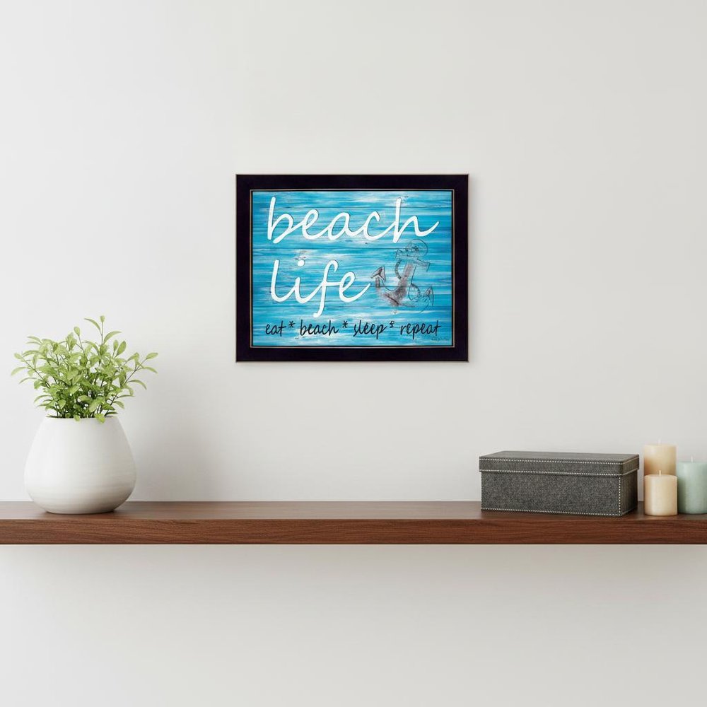 Beach Life 2 Black Framed Print Wall Art